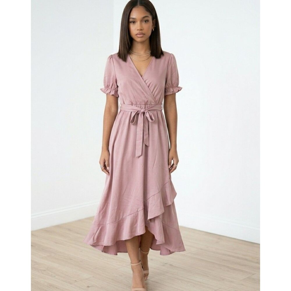 NWT Dusty Rose High-Low Wrap Maxi Dress - Size S